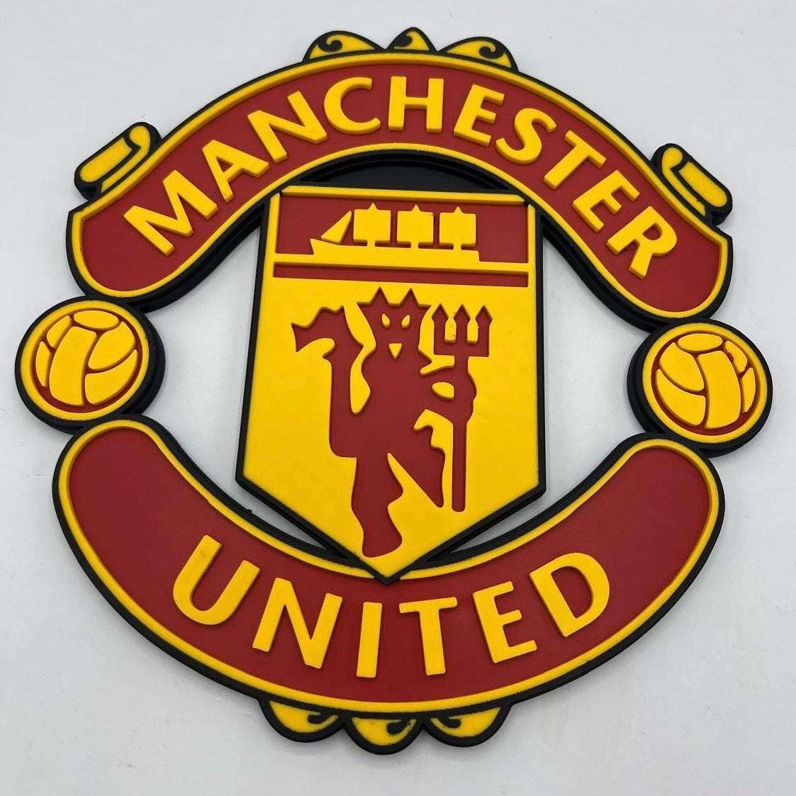3D Printed Manchester United Crest, Coasters, Glory Sign | PLA Football Fan Decor